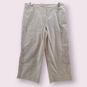 Eileen Fisher Wide Leg Cropped Pants Tan Lagenlook Small